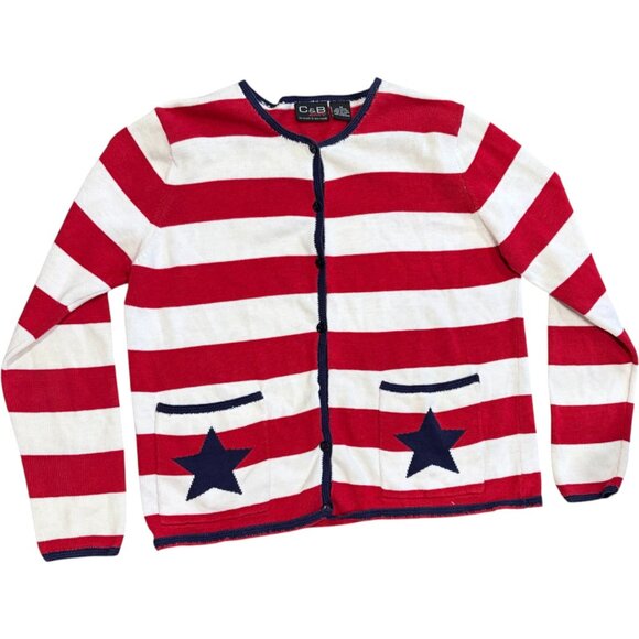 Vintage American Flag 4th of July Cardigan - Picture 1 of 5